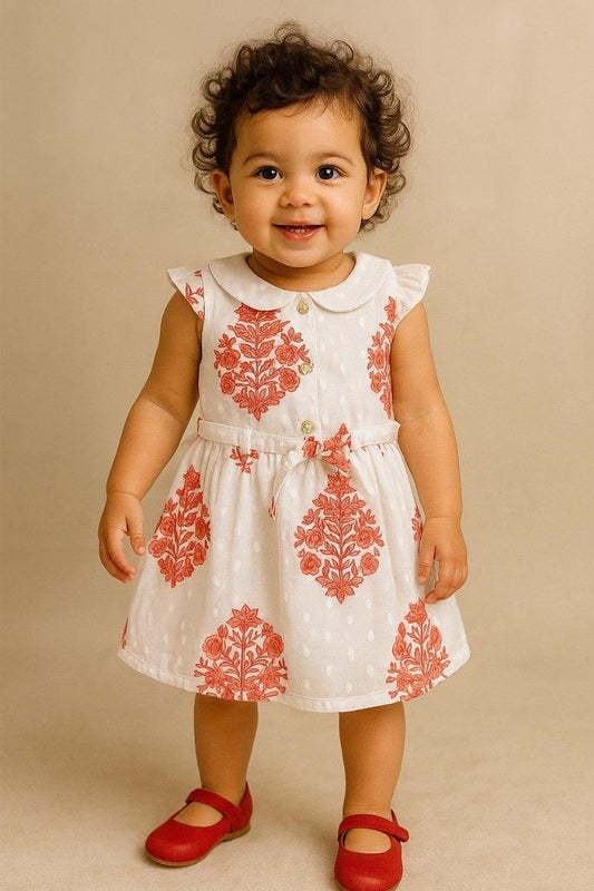 Rosy Whirl Cotton Dress
